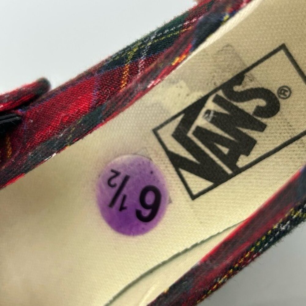 VANS Red Tartan Plaid MaryJane Sneakers Size 6.5 Women’s 5 Men’s - Picture 11 of 16